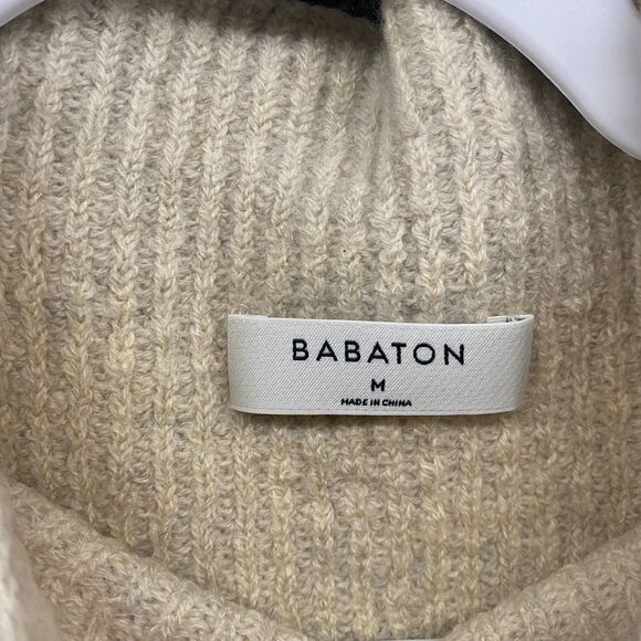 BABATON Sweater Womens M Merino Wool Mock Neck Crop Sleeveless Ecru Quiet Luxury - Picture 5 of 9
